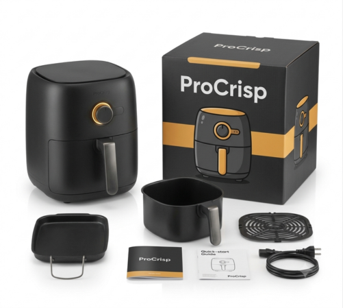ProCrisp Mini Air Fryer – 2L Compact with Adjustable Temperature