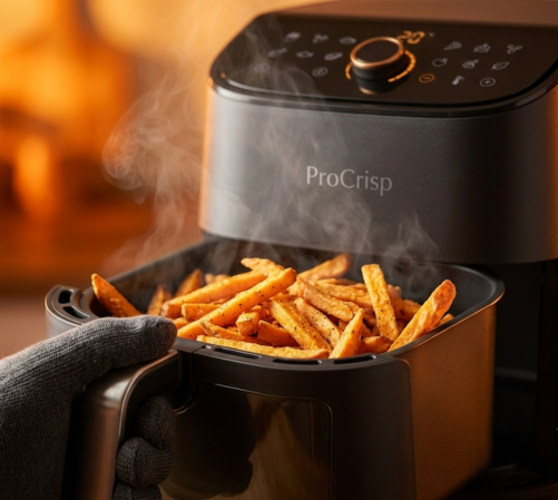 Close-up of crispy golden fries fresh from the ProCrisp